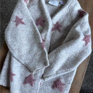 Zara Kids Star Pattern Sweater - Cream and Pink